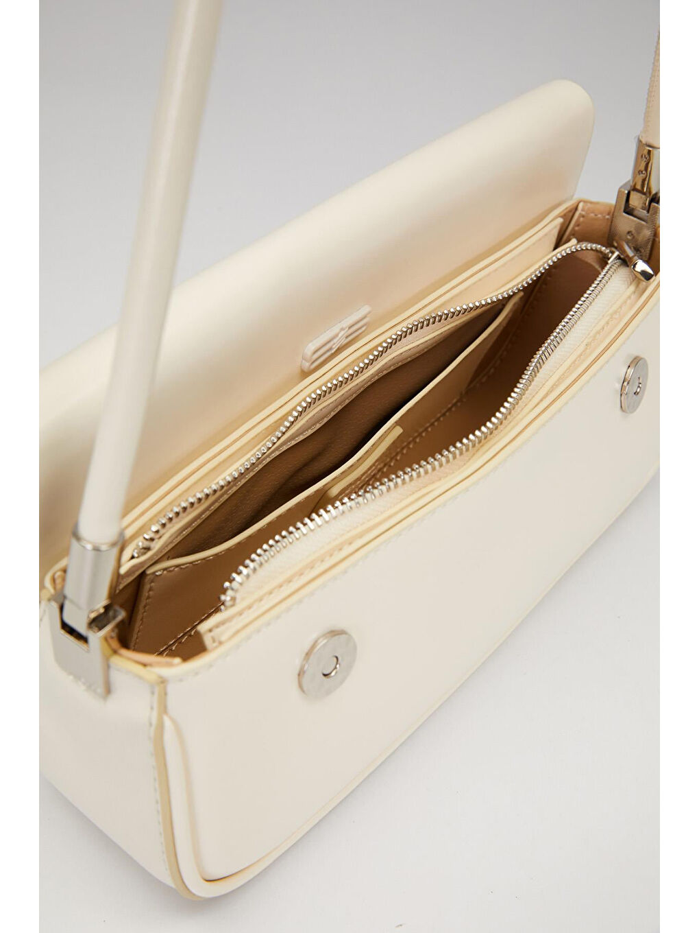 Ekru Premium İnce Askılı Baget Çanta 930414 Krem-3