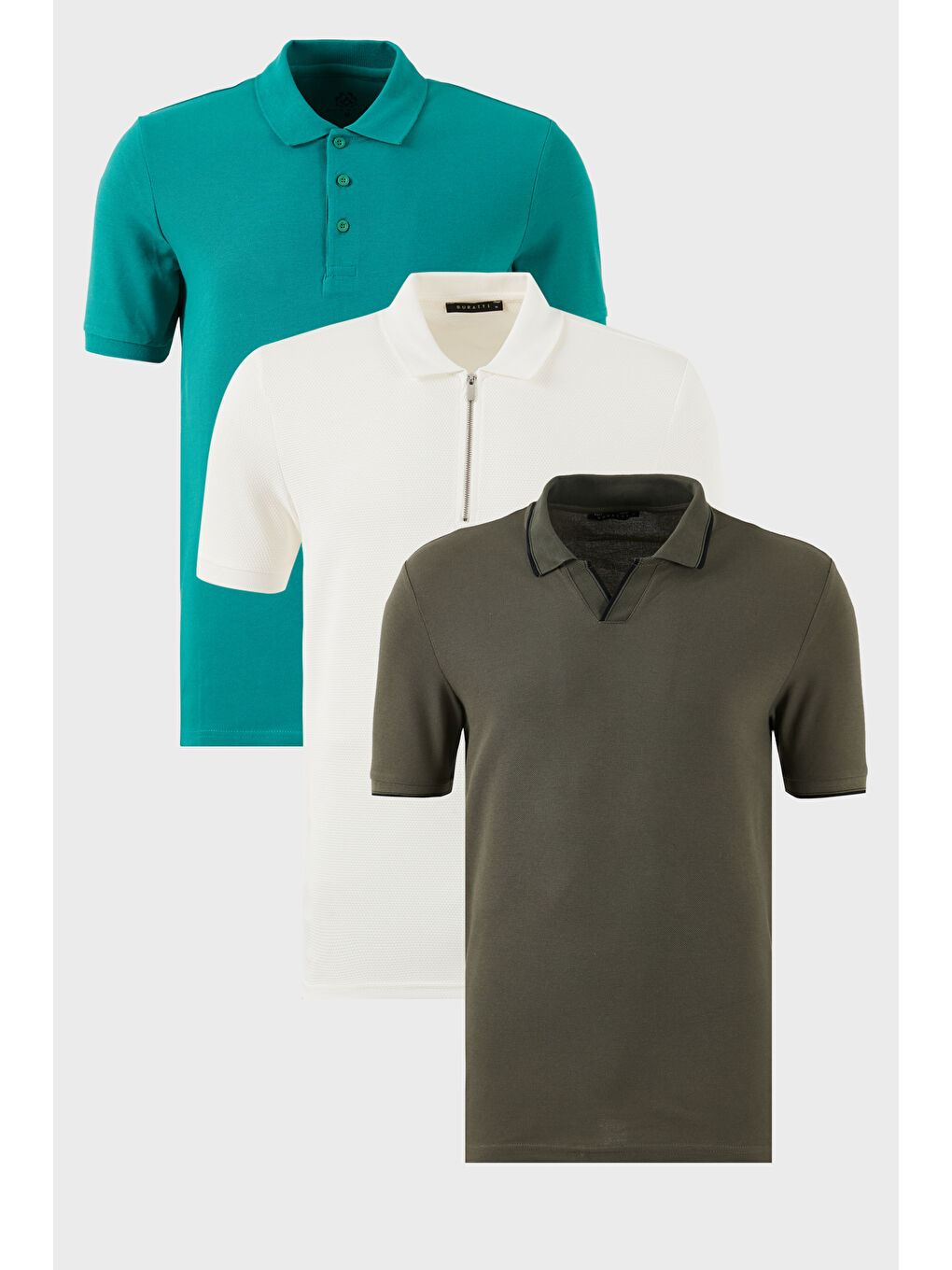 Haki Pamuklu Regular Fit 3'lü Paket Polo Yaka Tişört 59029641527S3