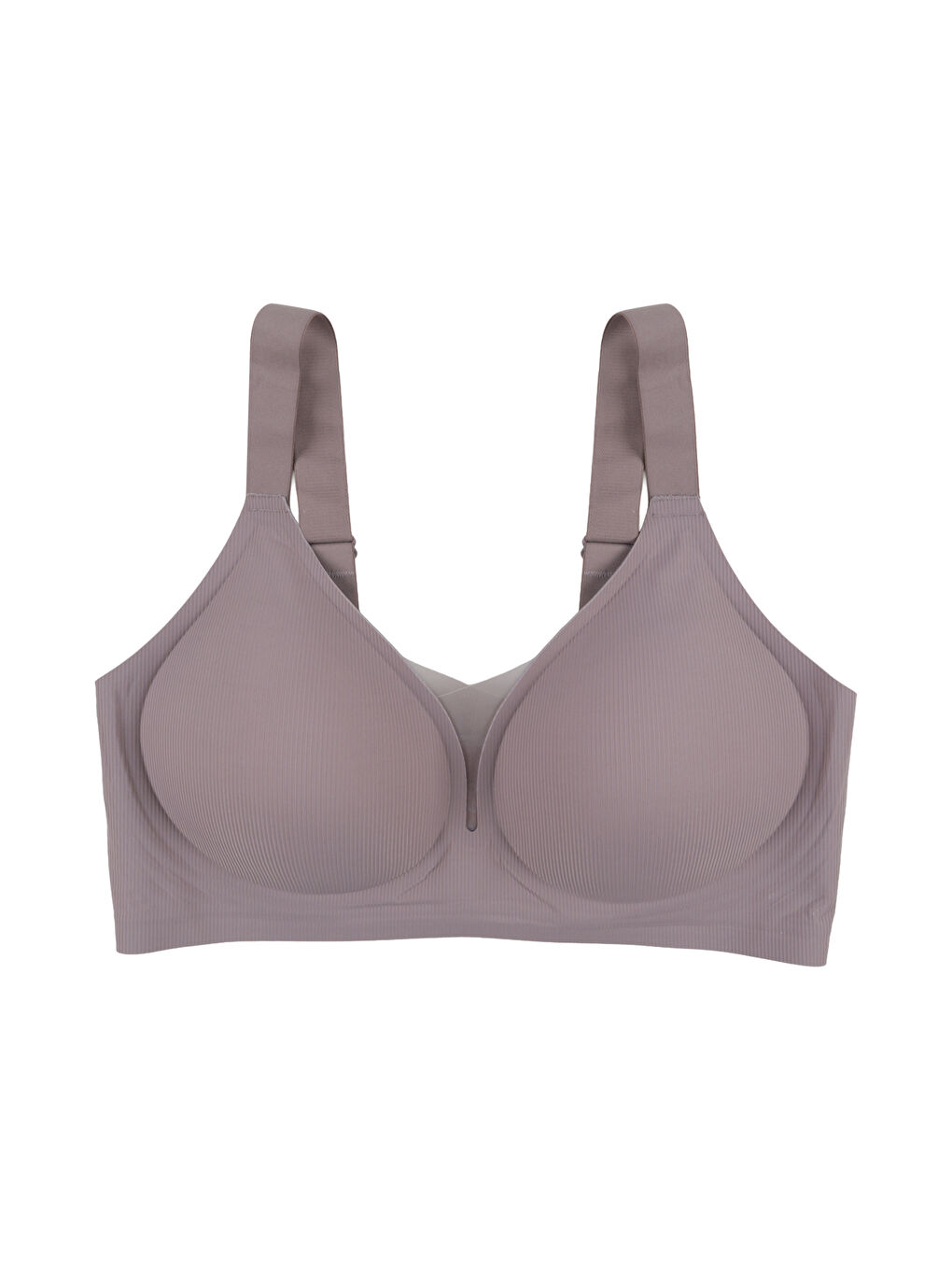 Kahverengi Kadın Büyük Beden (Battal) Fitilli Dikişsiz Tül Detaylı Lazer Sütyen