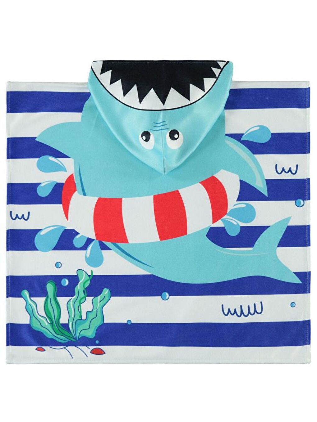 Boys Köpek Balığı Baskılı Panço - LacivertStandart-2