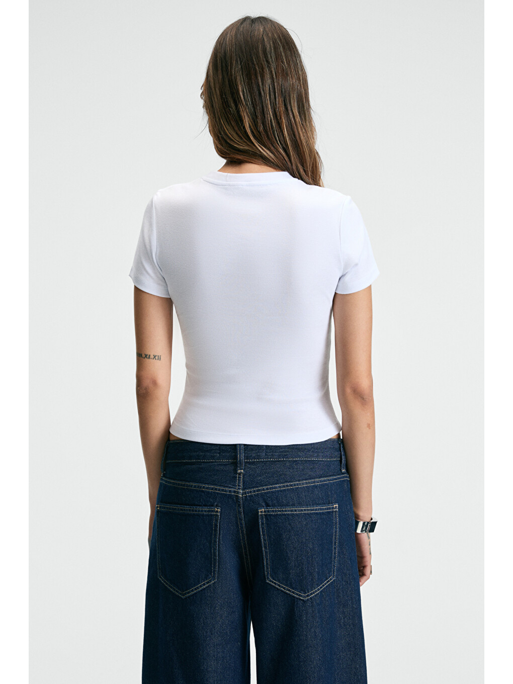 Athea Kadın Bisiklet Yaka Kısa Kollu Önü Baskılı Slim Beyaz-pembe T-shirt-4