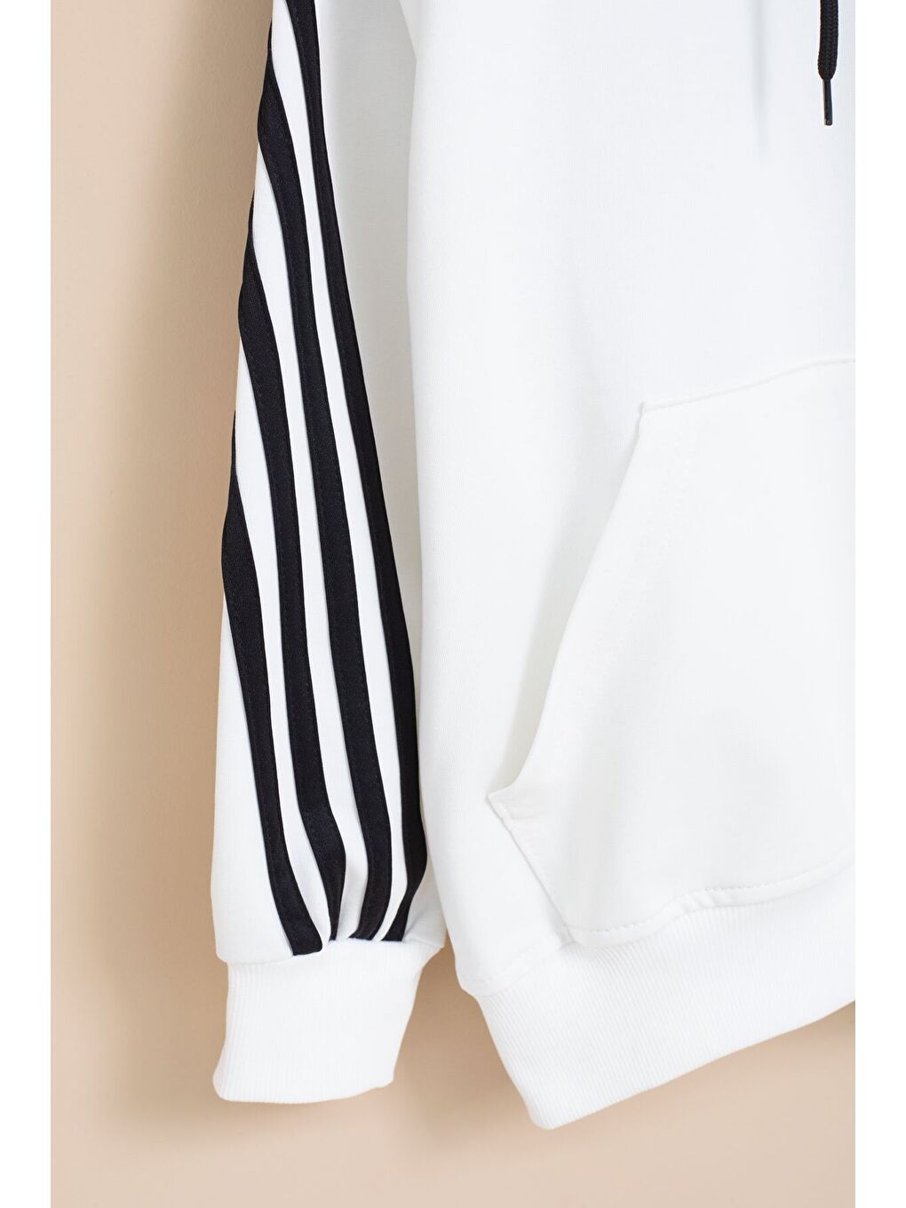 Beyaz Şerit Detaylı Yazı Baskılı Kapüşonlu Erkek Çocuk Eşofman Takımı 21450-2