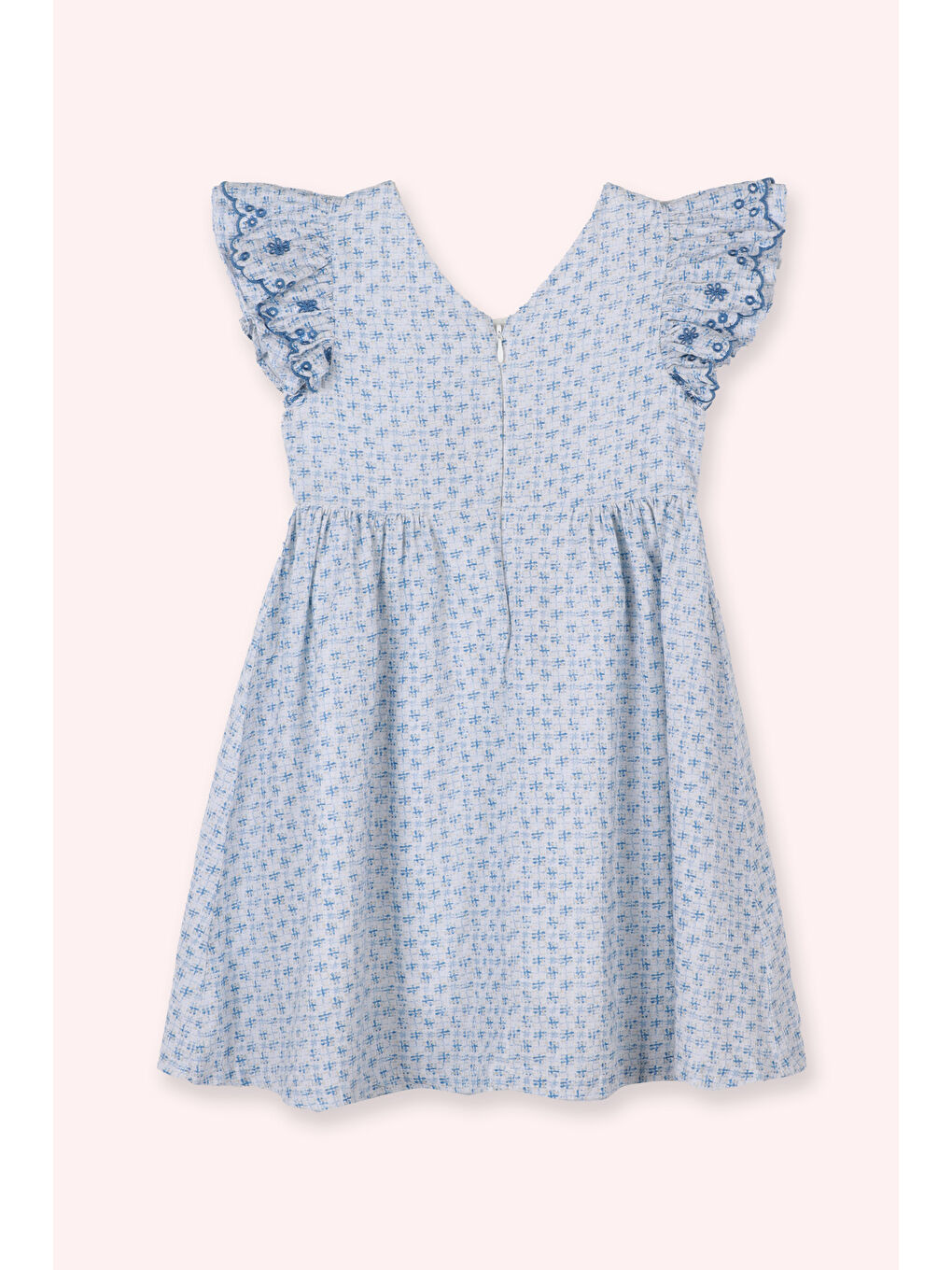 Kız Çocuk Desenli Elbise Mavi-2
