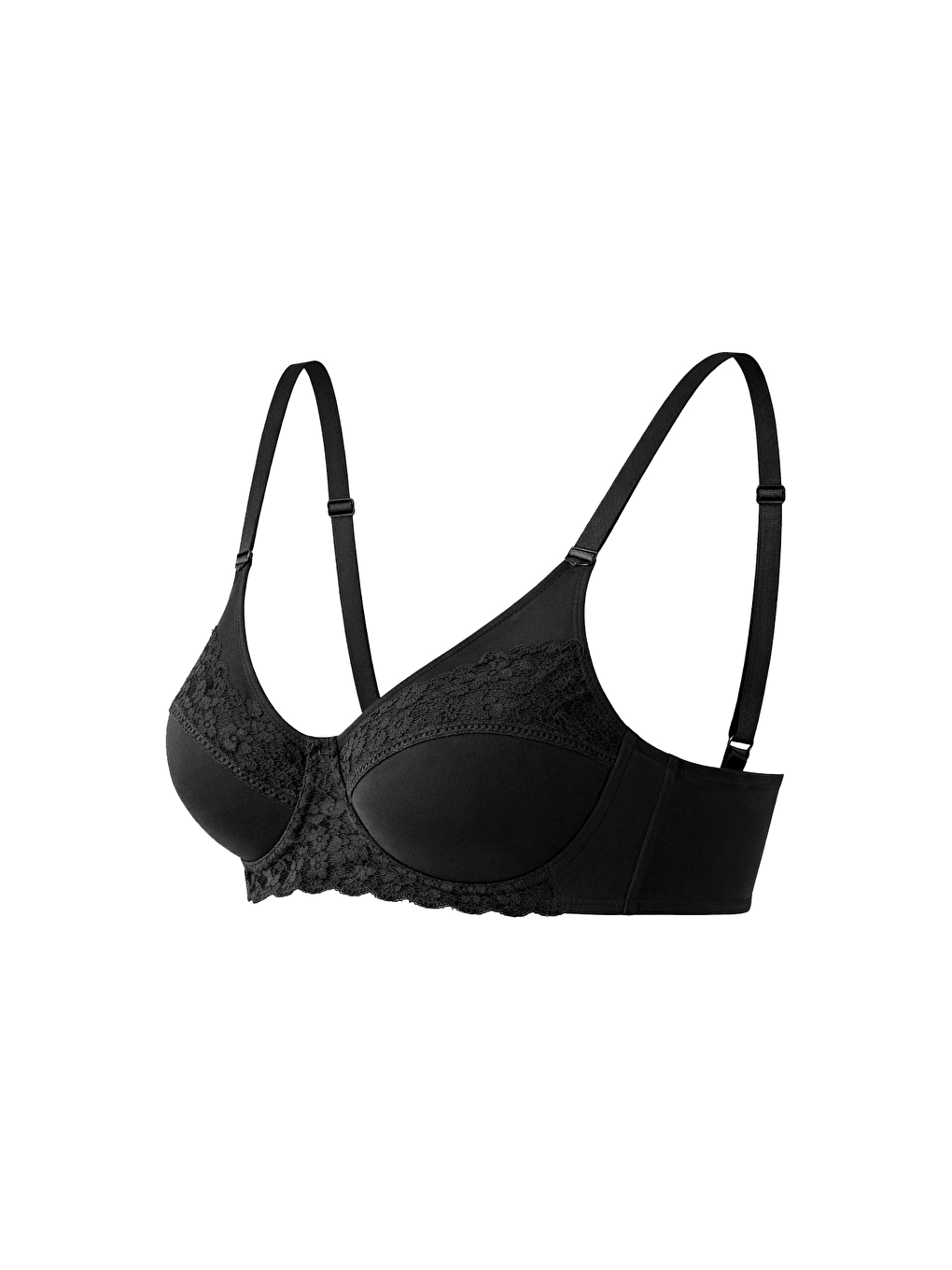 Kadın C Kap Balenli Toparlayıcı Dantelli Desteksiz Sütyen | Siyah 8112-2