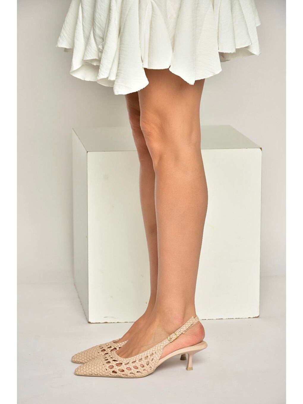 Bej Ten Kadın Topuklu Ayakkabı Y820026509