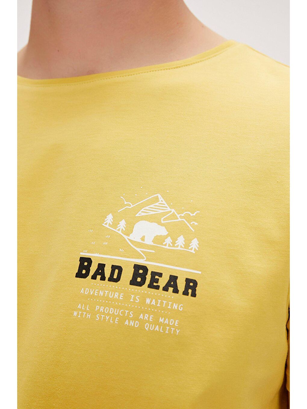 Bad Bear Sarı Jasper Sarı Baskılı Erkek Tişört - 3