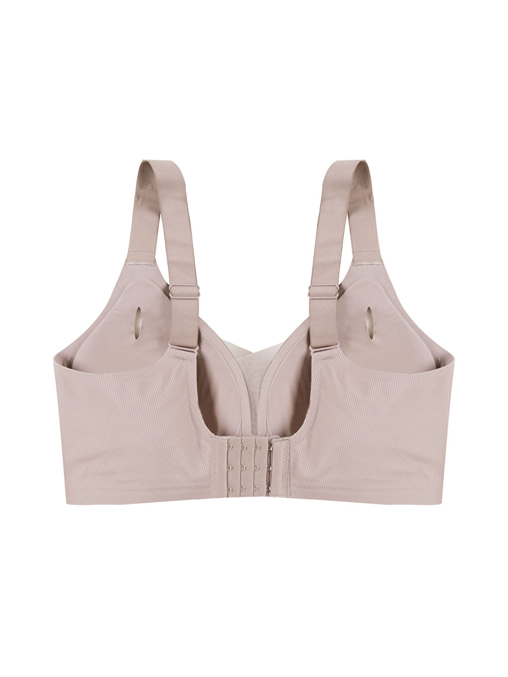 Ekru Kadın Büyük Beden (Battal) Fitilli Dikişsiz Tül Detaylı Lazer Sütyen-1