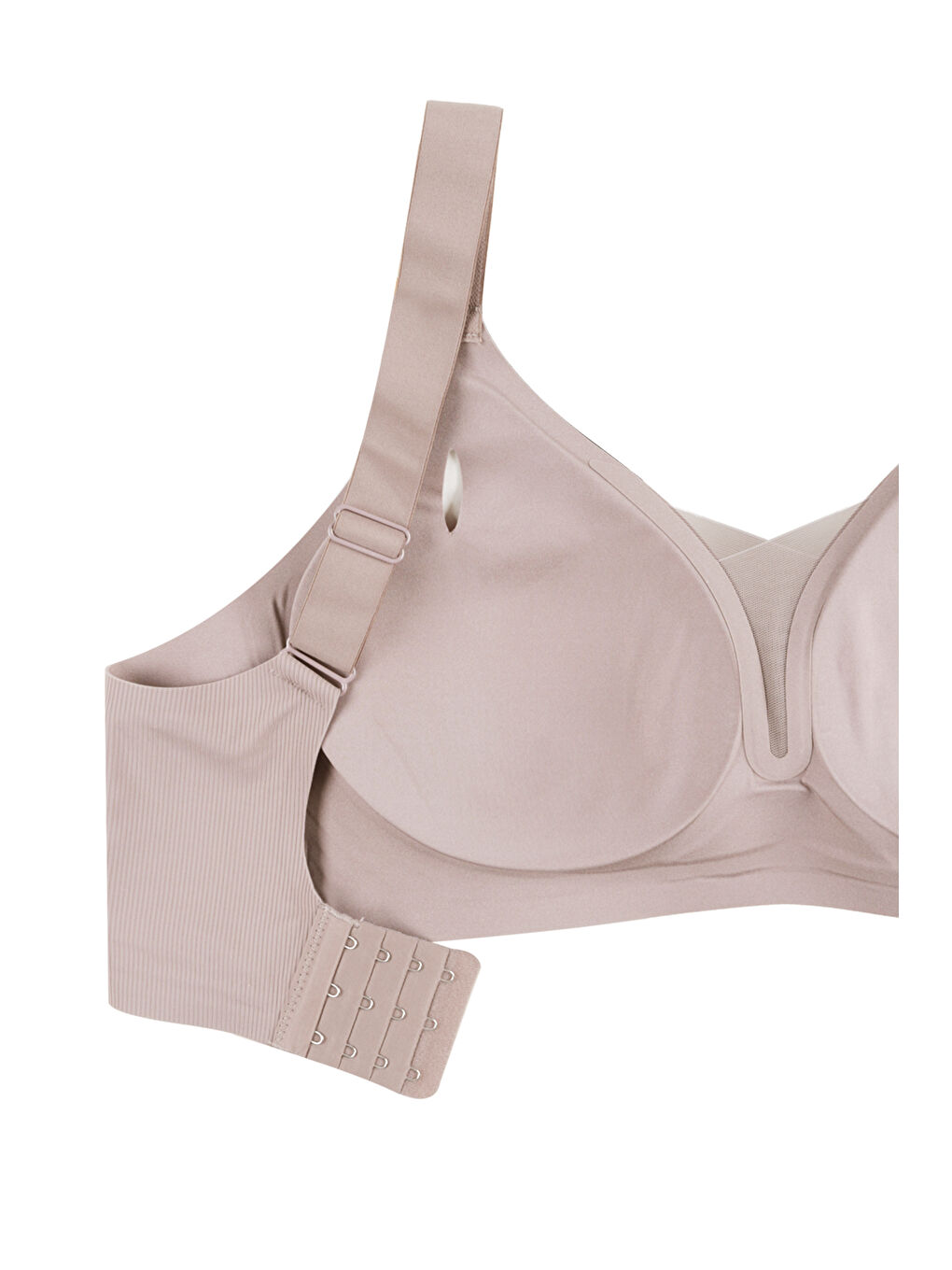 Ekru Kadın Büyük Beden (Battal) Fitilli Dikişsiz Tül Detaylı Lazer Sütyen-2