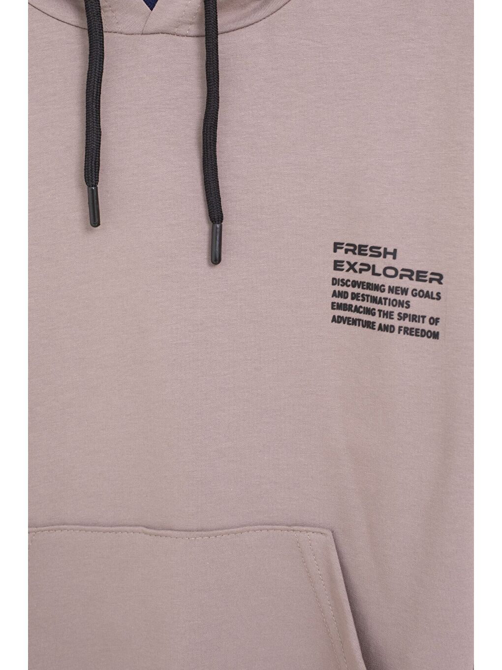 Kahverengi Şerit Detaylı Yazı Baskılı Kapüşonlu Erkek Çocuk Eşofman Takımı 21452-2