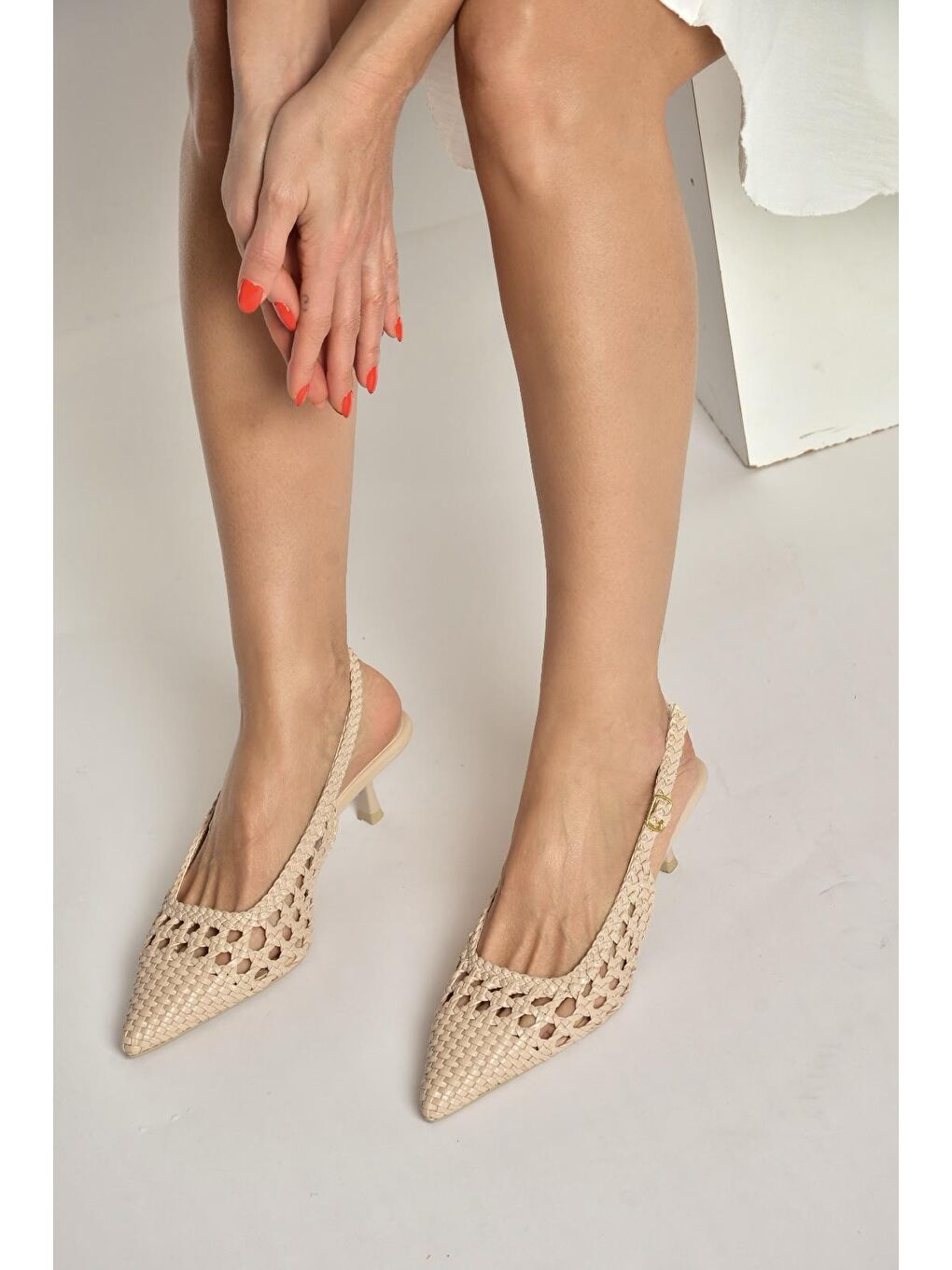 Bej Ten Kadın Topuklu Ayakkabı Y820026509-3