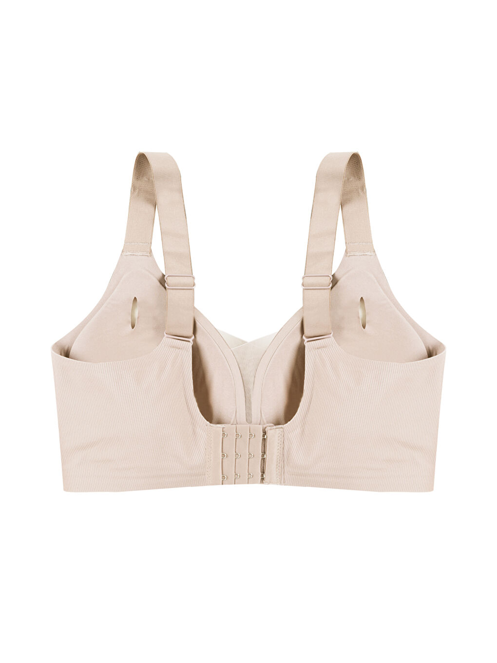 Ekru Kadın Büyük Beden (Battal) Fitilli Dikişsiz Tül Detaylı Lazer Sütyen-1