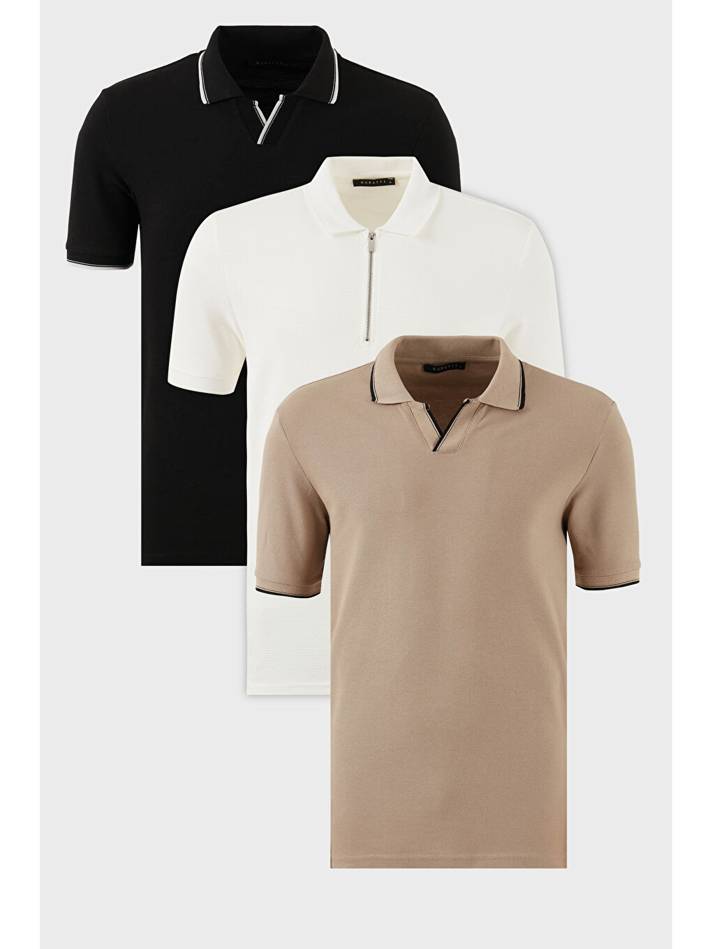 Kahverengi Pamuklu Regular Fit 3'lü Paket Polo Yaka Tişört 590296415S3