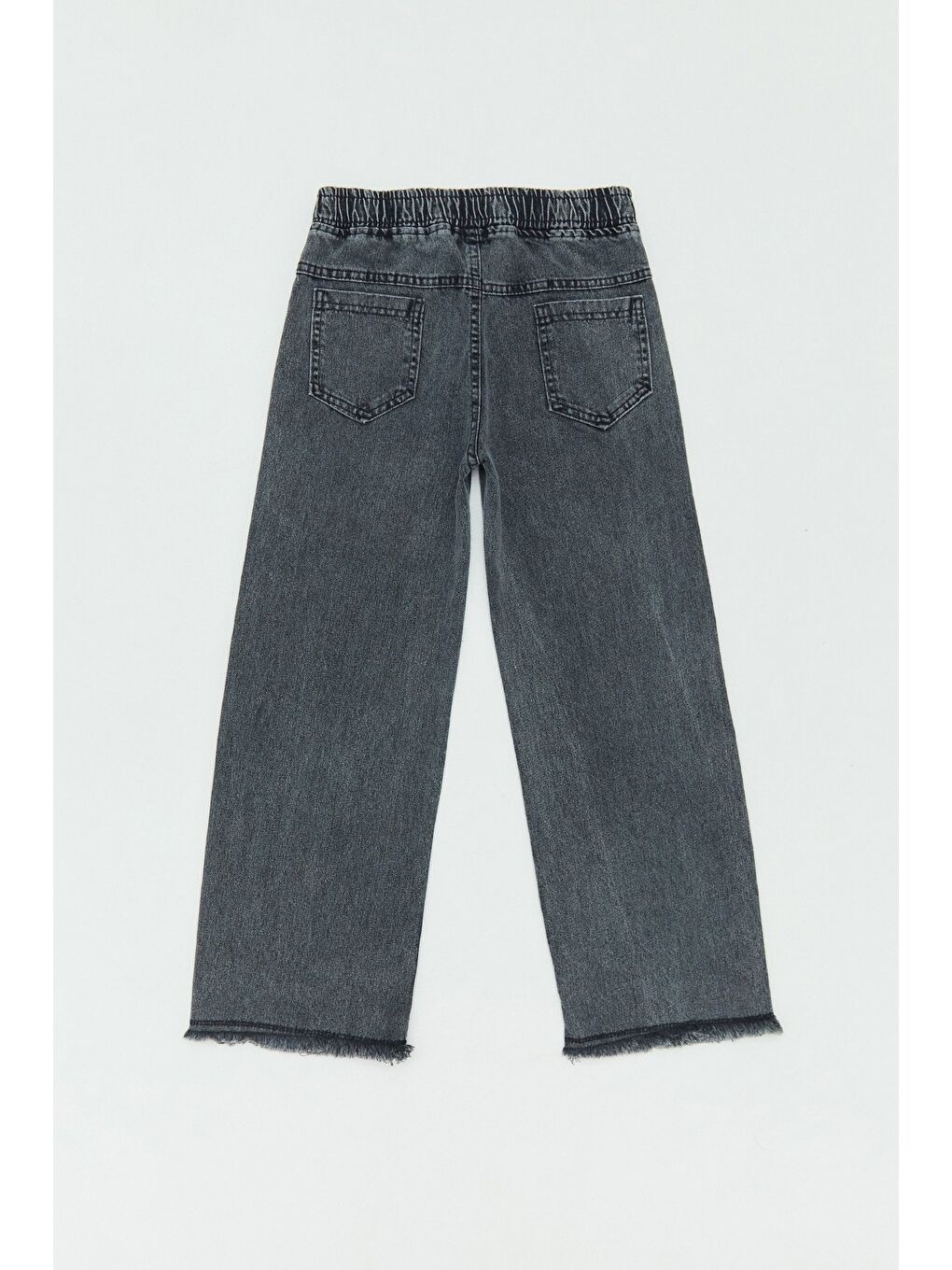 Antrasit 2 Yıldız Nakışlı Beli Lastikli Kız Çocuk Pantolon-1