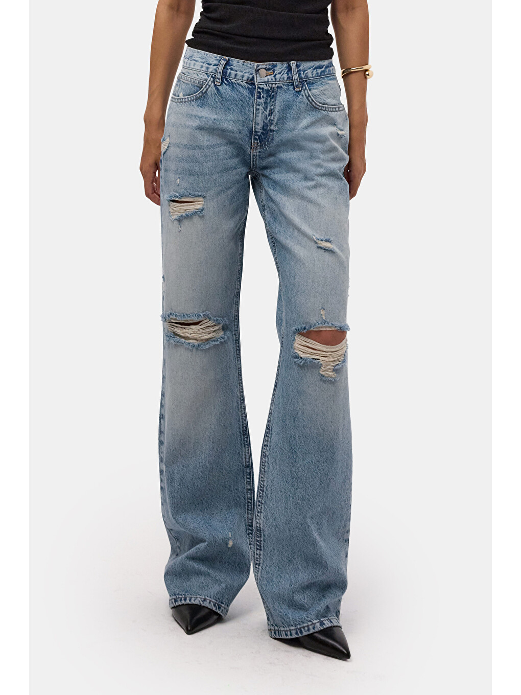 Mavi Kadın Jean Rengi 12s6-32 Bootcut Fit Yırtık Detaylı Denim Jean