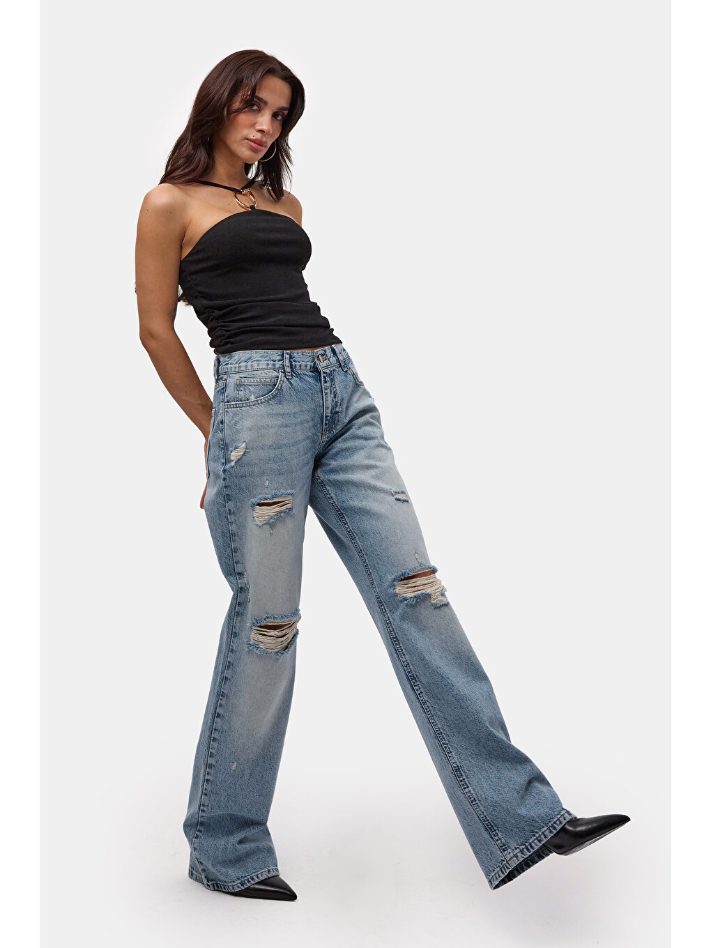 Mavi Kadın Jean Rengi 12s6-32 Bootcut Fit Yırtık Detaylı Denim Jean-1