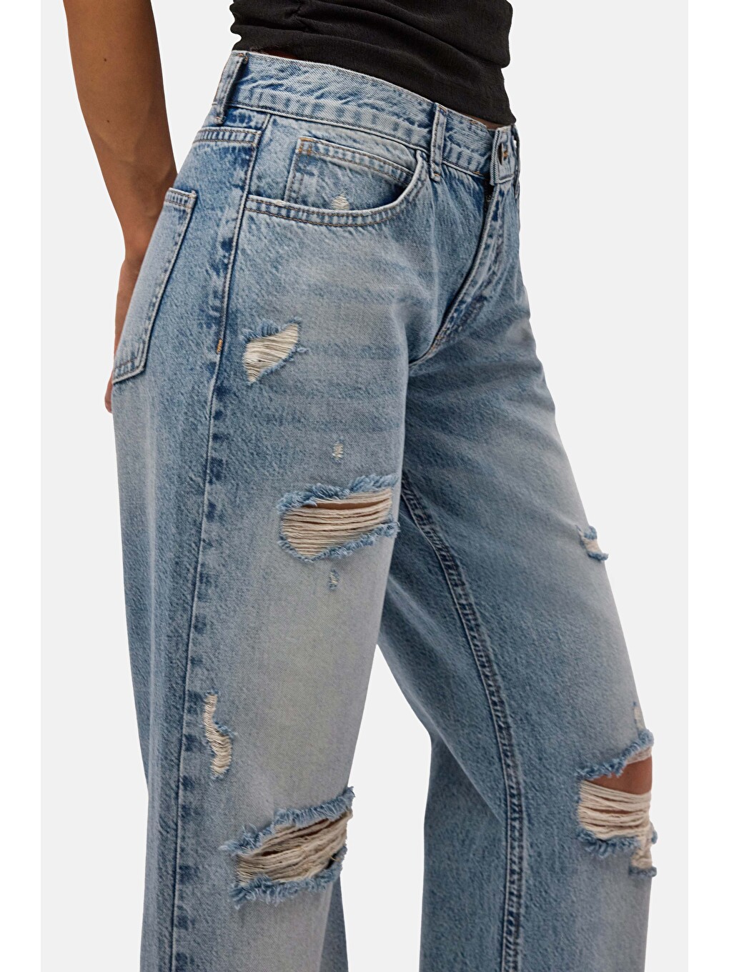 Mavi Kadın Jean Rengi 12s6-32 Bootcut Fit Yırtık Detaylı Denim Jean-4