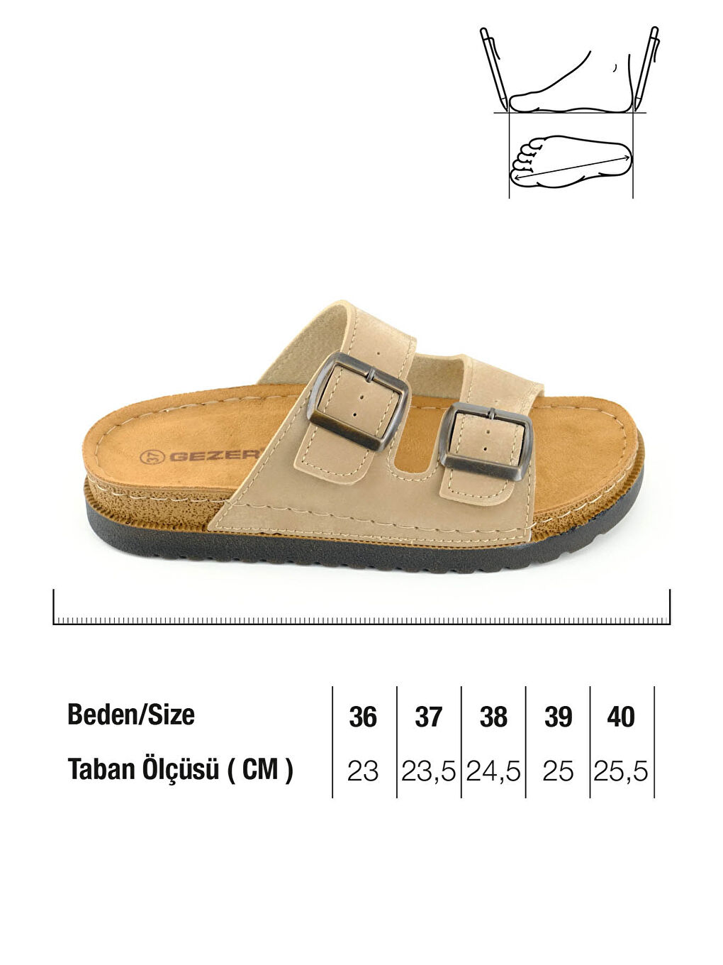 Bej Kadın Yazlık Suni Deri İki Toka Ayarlanabilir Comfort Taban Günlük Terlik-1