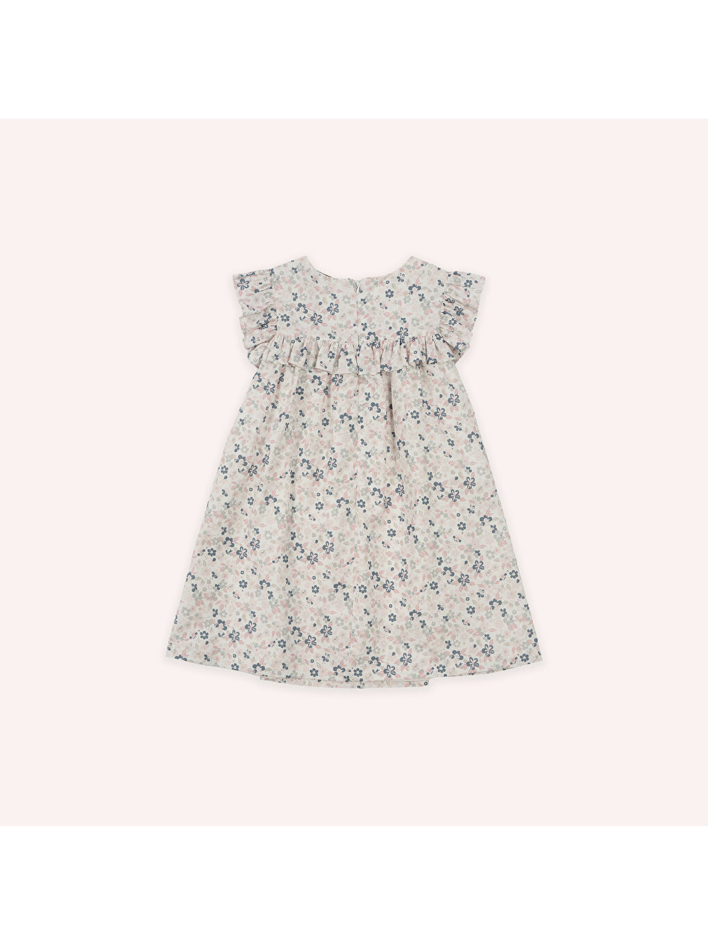 Kız Çocuk Çiçek Desenli Elbise Beyaz-1