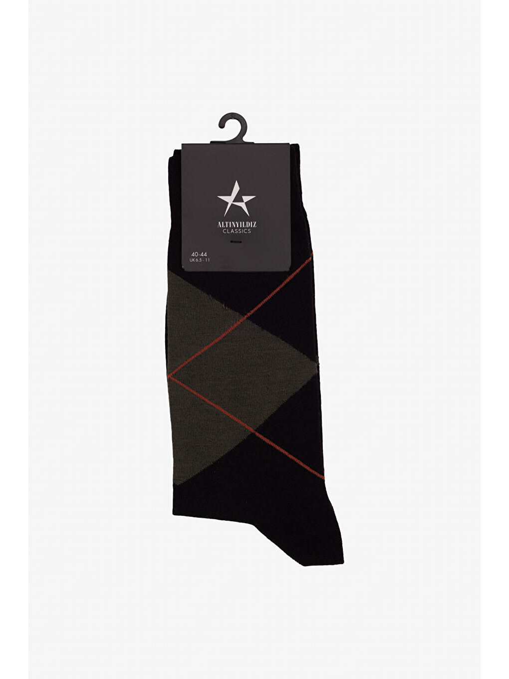 Erkek Siyah-Haki Desenli Bambulu Soket Çorap