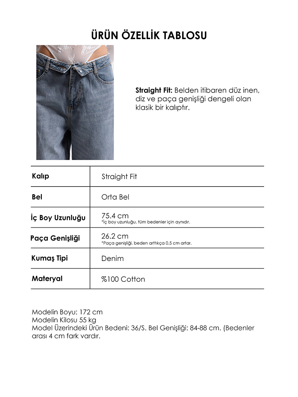 Kadın Koyu Gri 2w6-125 Straight Fit Kemer Detaylı Denim Jean-4