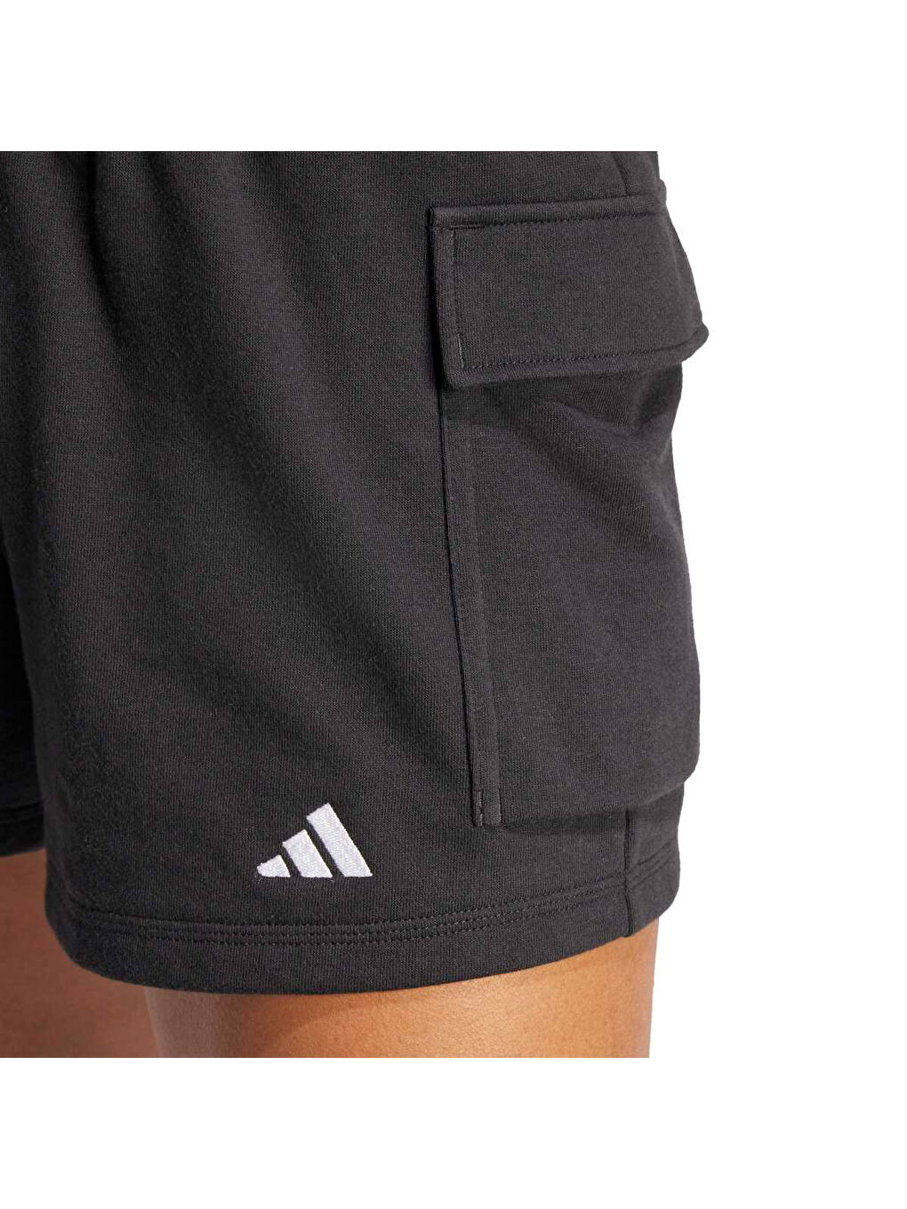 Essentials Small Logo French Terry Kadın Siyah Kargo Şort-3