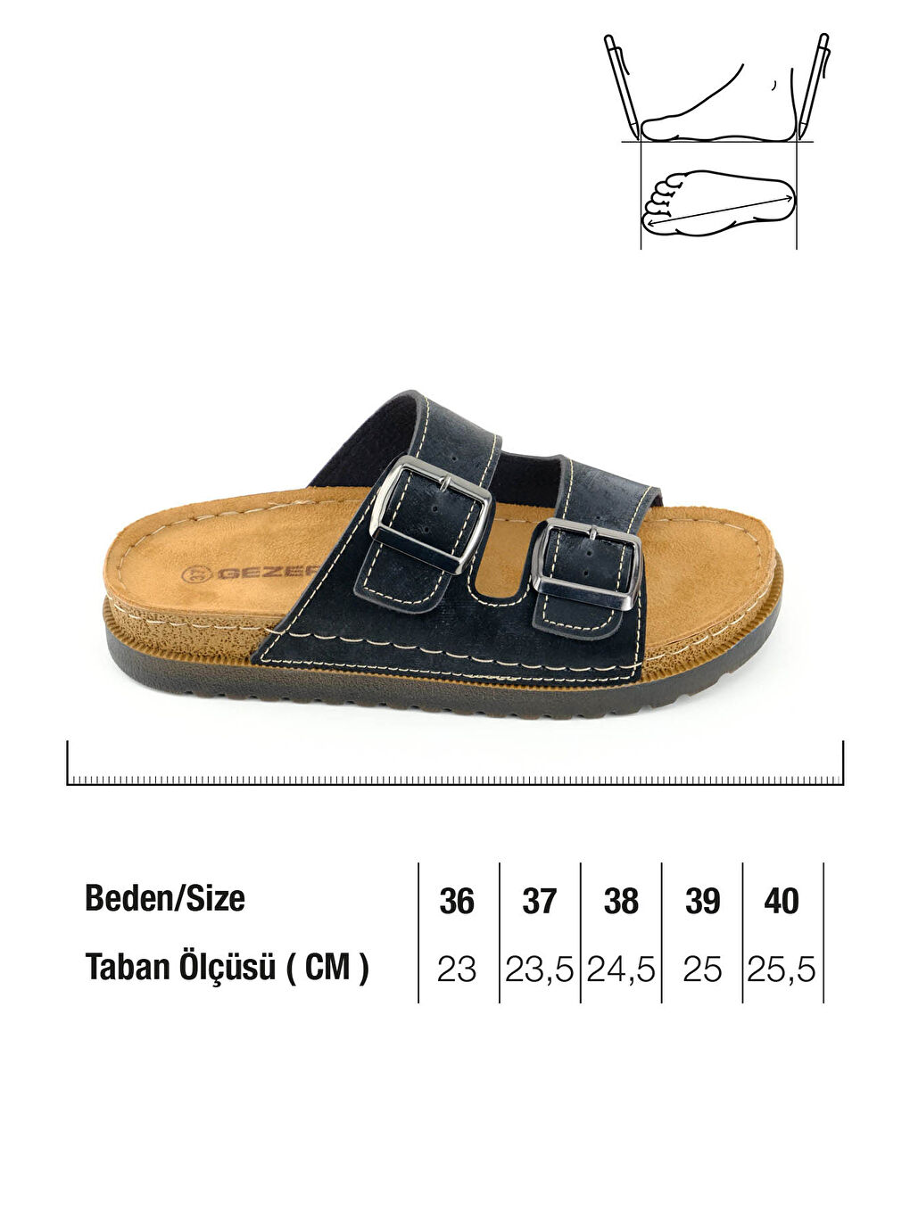 Siyah Kadın Yazlık Suni Deri İki Toka Ayarlanabilir Comfort Taban Günlük Terlik-1