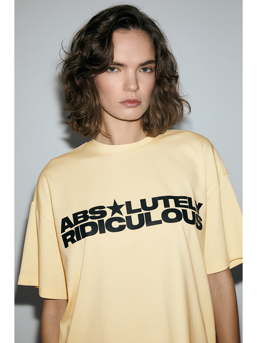 Sarı TAMBEZA Kadın %100 Pamuk Yumuşak Kumaşlı Baskı Detaylı SARI T-Shirt-4