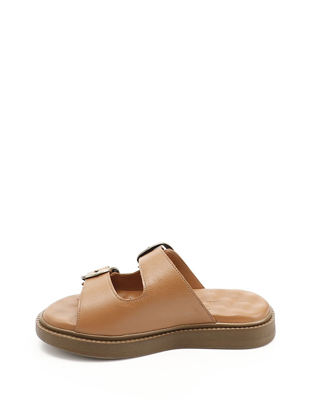 Kadın HAKİ-TABA Tokalı Hakiki Deri Comfort Terlik-1