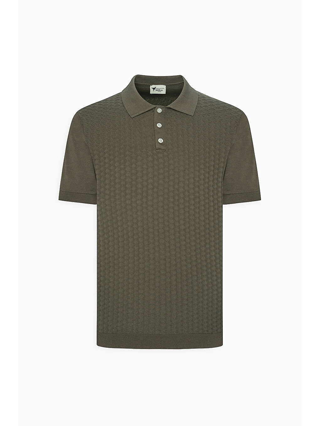 Erkek Haki Standart Fit Normal Kesim %100 Pamuk Jakarlı Polo Yaka Triko Tişört-4