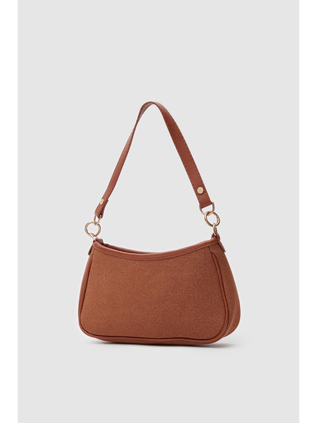 Kahverengi Farme Süet Baget Çanta Taba-1