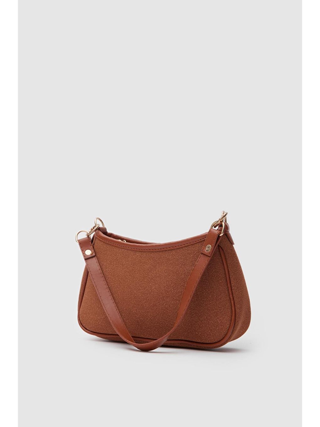 Kahverengi Farme Süet Baget Çanta Taba-2