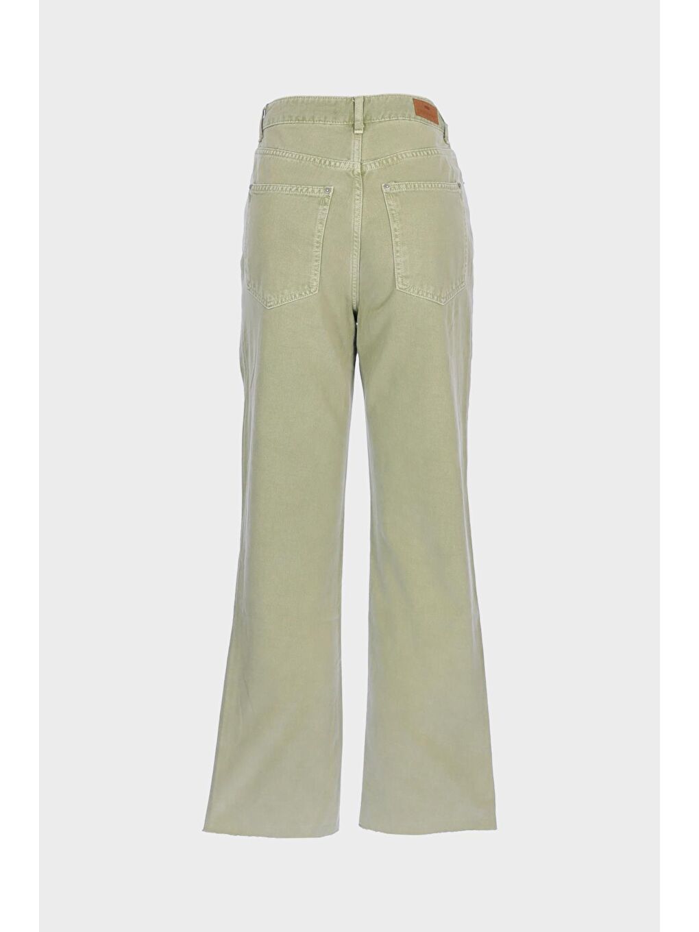Haki Eliza Çağla Yeşili Yüksek Bel Patı Fermuarlı Paçası Kesikli Straight Jean Pantolon C 4518-118-1