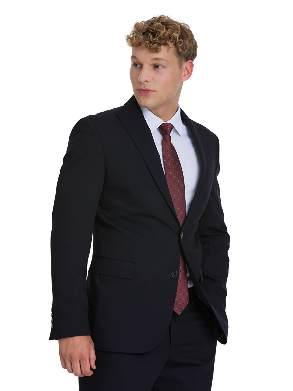 Lacivert Slim Fit Sivri Yaka Klasik Takım Elbise-2