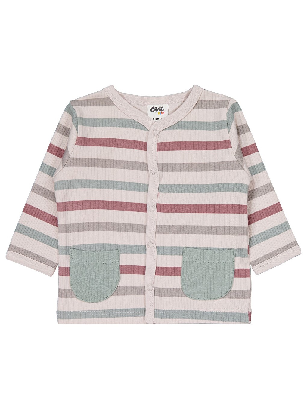 Baby Çizgi Empirme 1-9 Ay Pijama Takımı - Bej-1