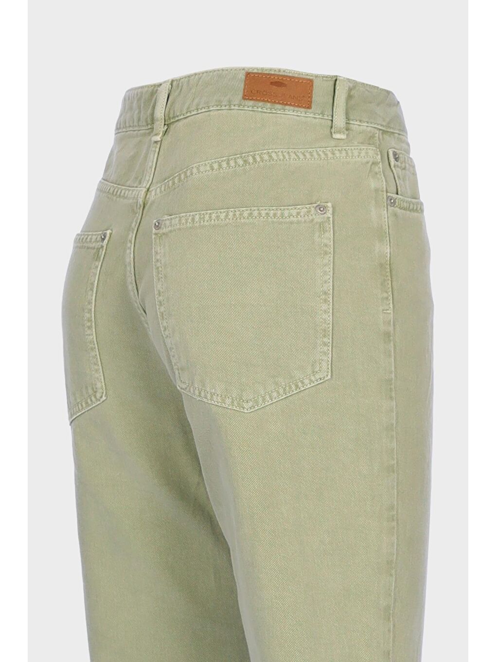 Haki Eliza Çağla Yeşili Yüksek Bel Patı Fermuarlı Paçası Kesikli Straight Jean Pantolon C 4518-118-2
