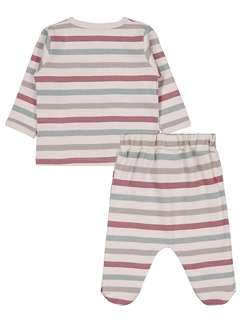 Baby Çizgi Empirme 1-9 Ay Pijama Takımı - Bej-2