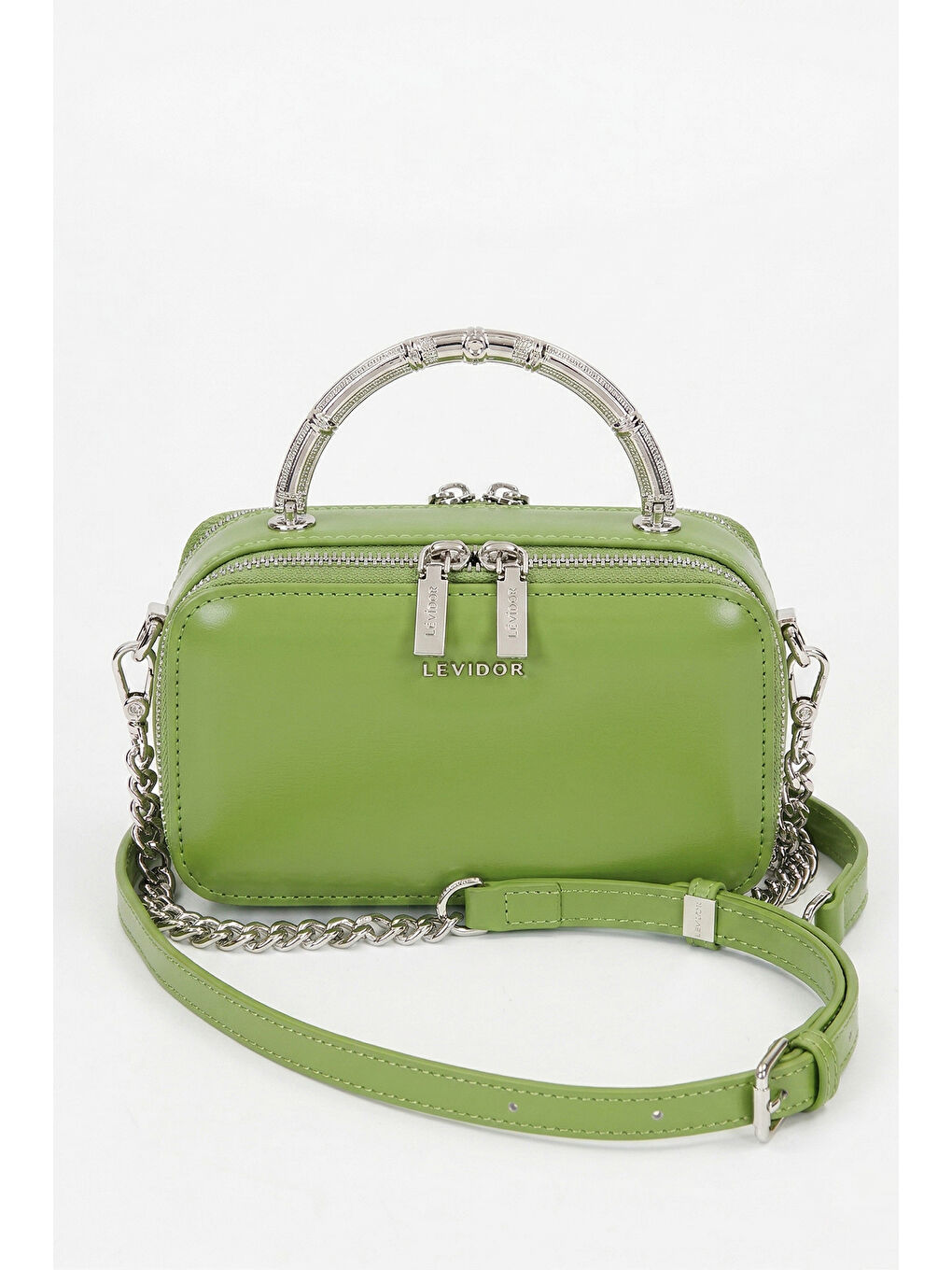 Premium Çift Göz ve Fermuar Detay Küçük Boy Çanta 930424 Fıstık Yeşil