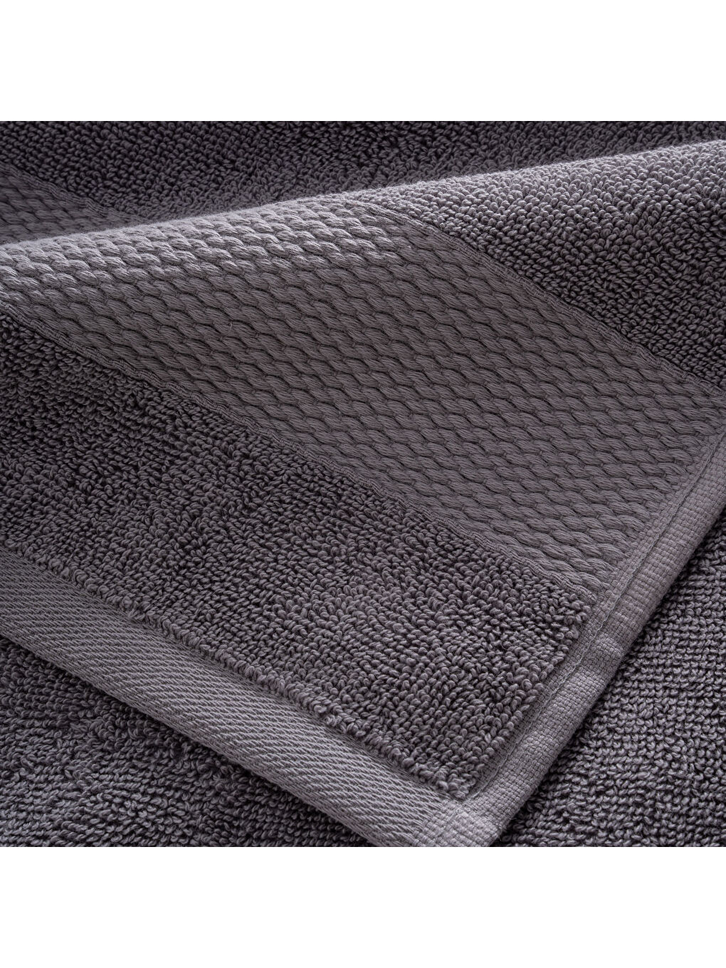 Lara Yüz Havlusu %100 Pamuk Bordürlü Koyu Gri 50x90 Cm-1