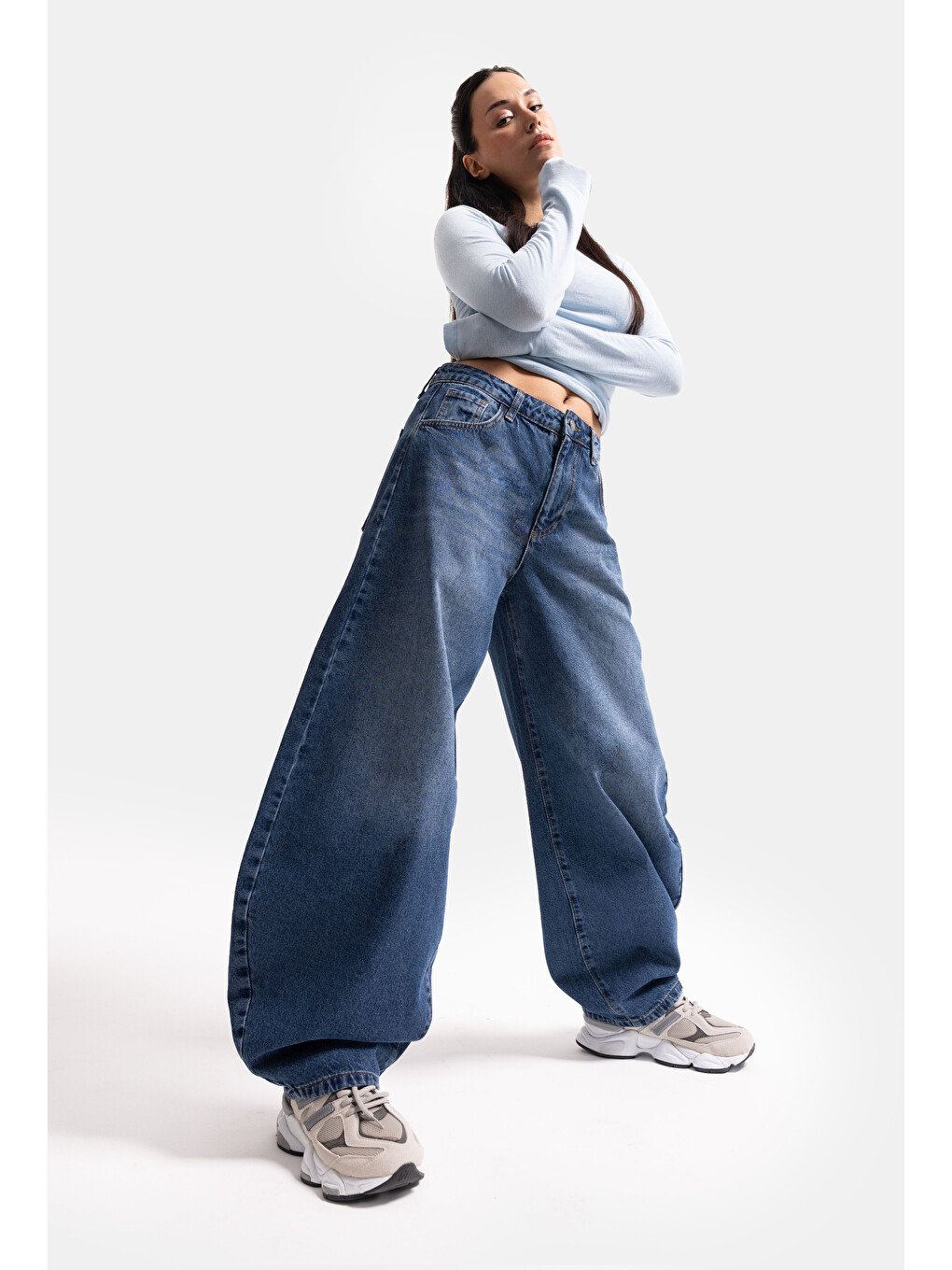 Mavi Kadın Koyu Jean 4s6-5 Mega Balon Fit %100 Pamuk T45 Denim Jean-1