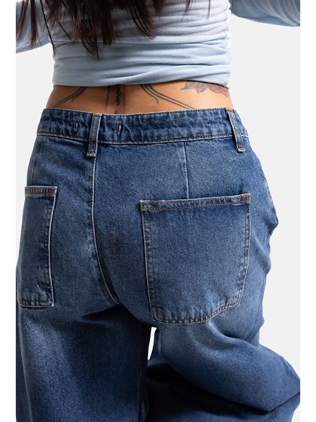 Mavi Kadın Koyu Jean 4s6-5 Mega Balon Fit %100 Pamuk T45 Denim Jean-3