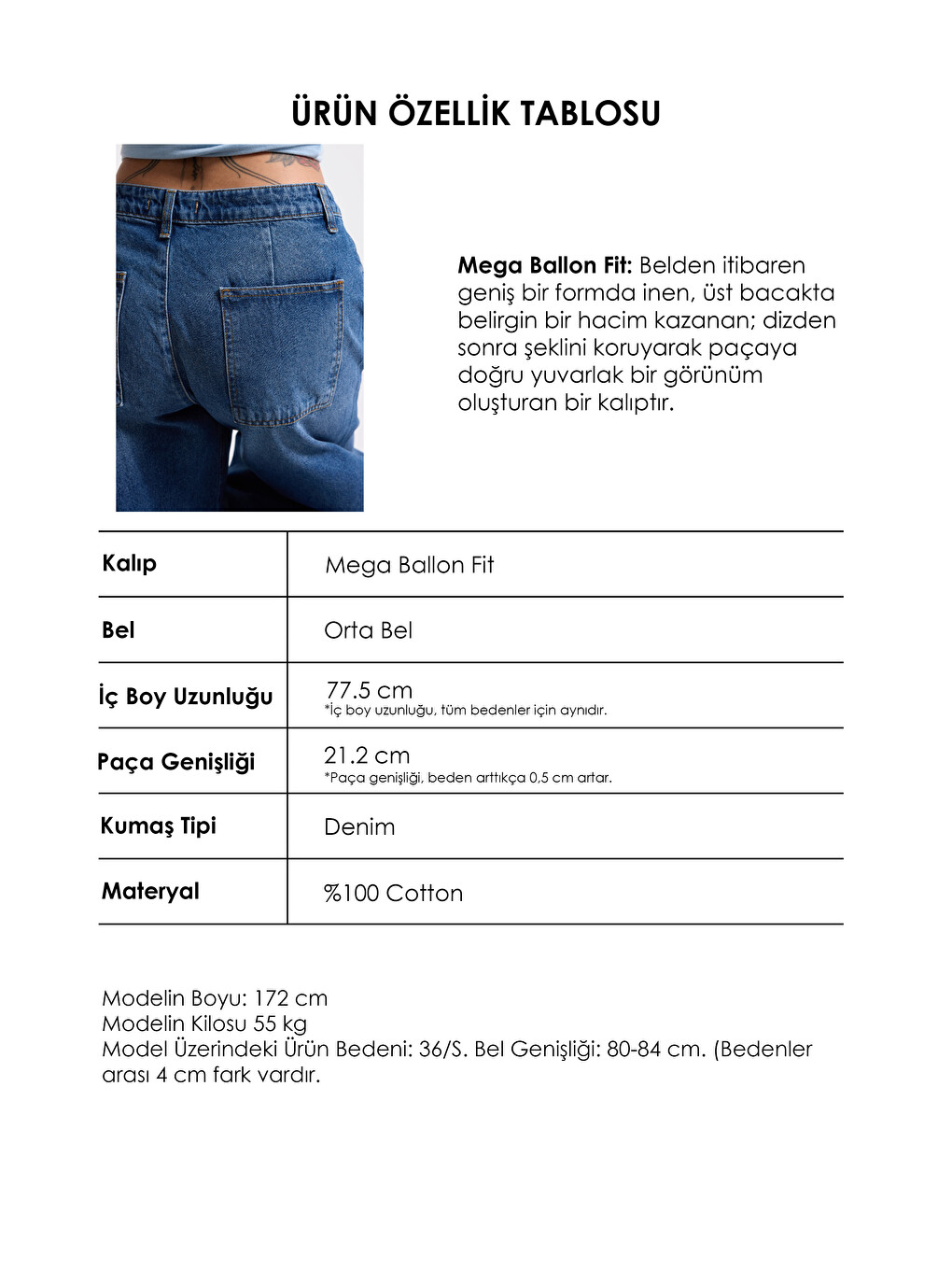 Mavi Kadın Koyu Jean 4s6-5 Mega Balon Fit %100 Pamuk T45 Denim Jean-4
