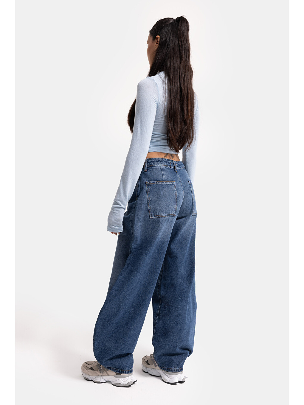 Mavi Kadın Koyu Jean 4s6-5 Mega Balon Fit %100 Pamuk T45 Denim Jean-6