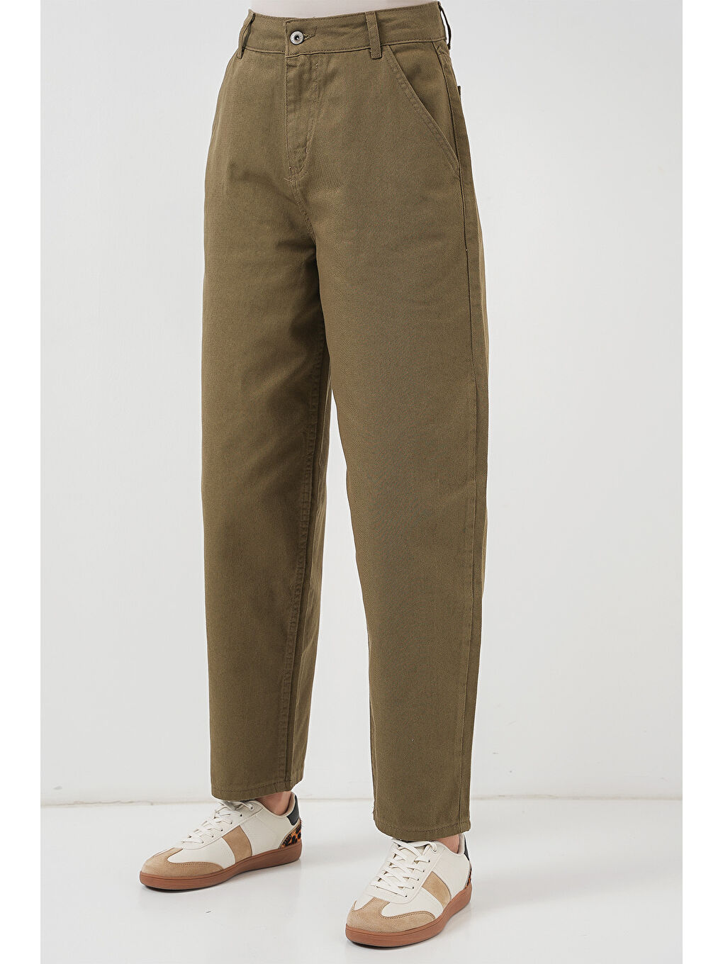 6703 Yüksek Bel Jean Pantolon   Haki-1