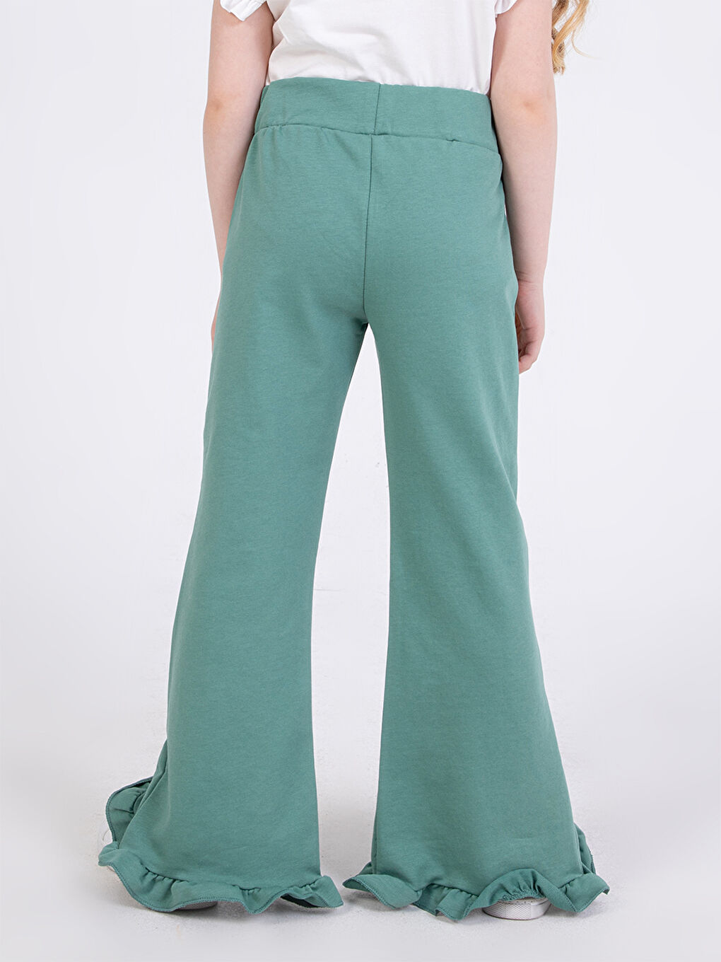 Kız Çocuk Fırfırlı Yeşil Eşofman Altı-2