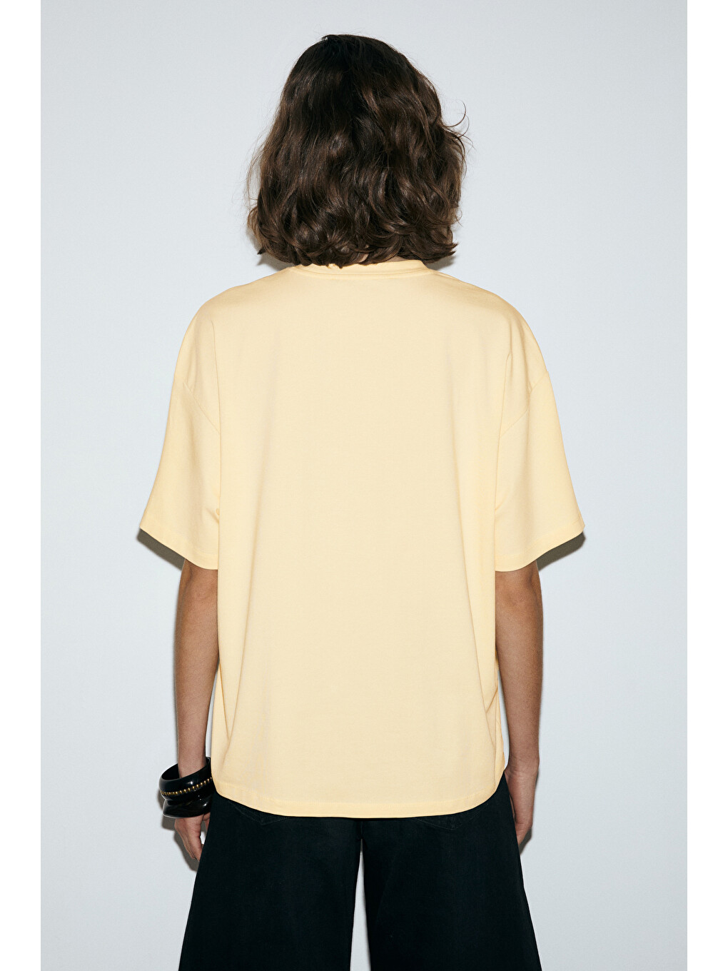 Sarı TAMBEZA Kadın %100 Pamuk Yumuşak Kumaşlı Baskı Detaylı SARI T-Shirt-5
