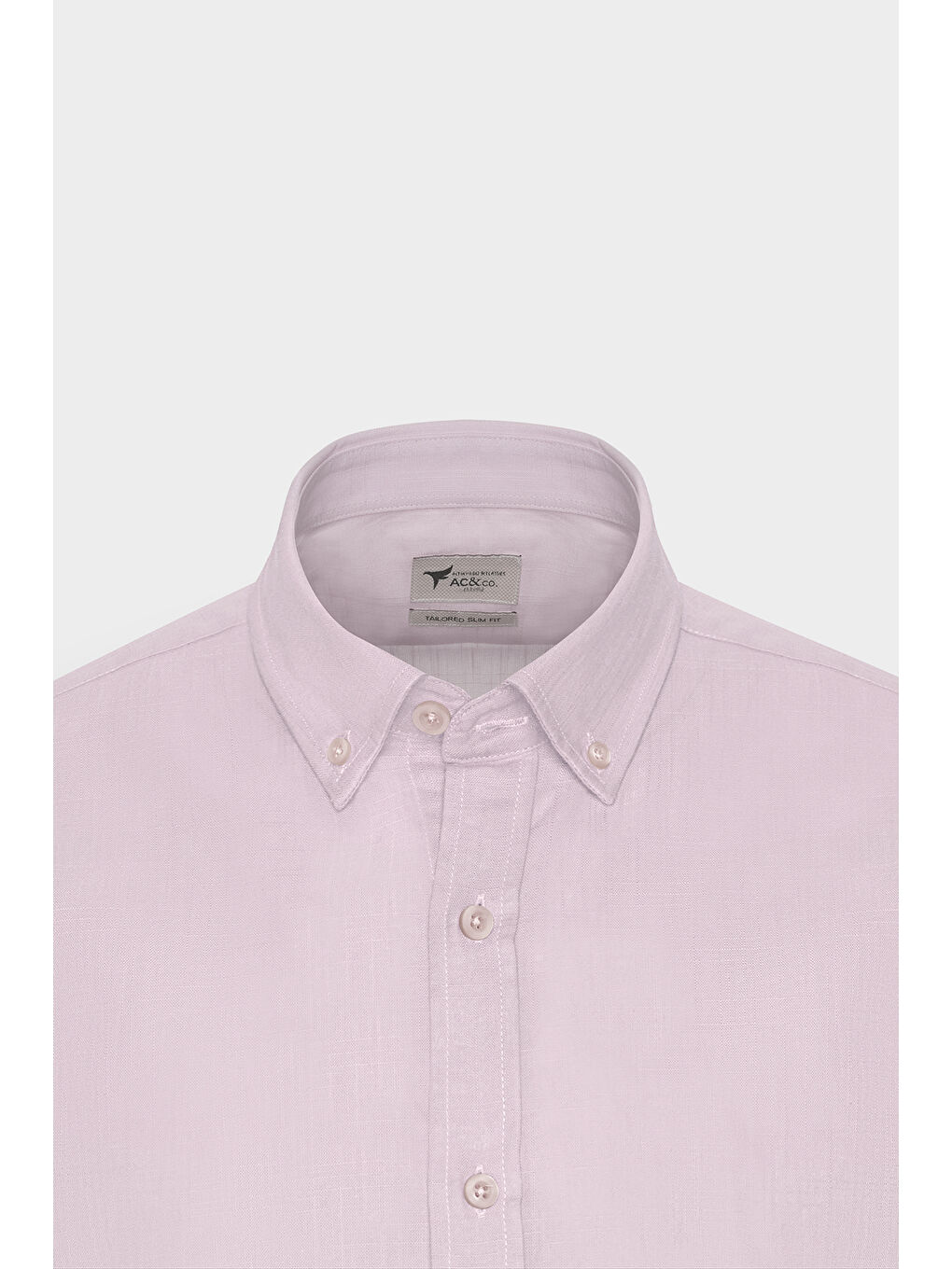 Erkek Pembe %100 Pamuk Oxford Slim Fit Dar Kesim Düğmeli Yaka Flamlı Gömlek-9