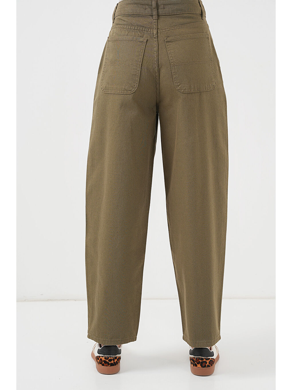 6703 Yüksek Bel Jean Pantolon   Haki-5