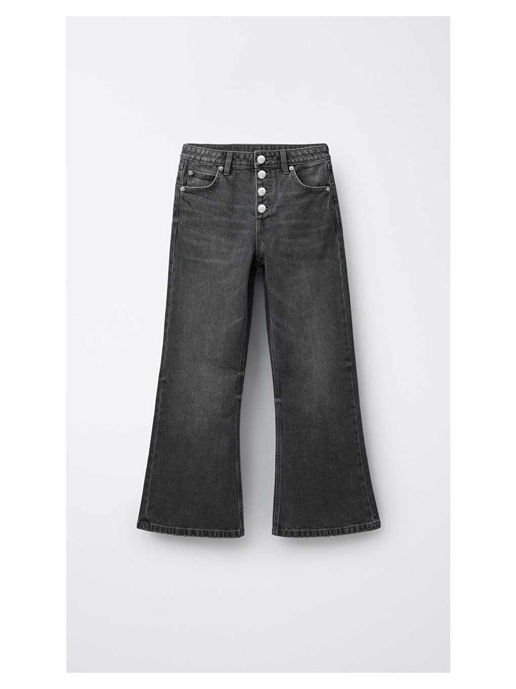 Beyaz Kız Çocuk Pamuklu Antrasit Gömlek T-Shirt Pantolon 3'Lü Takım – Rahat Kesim Günlük Kombin-4