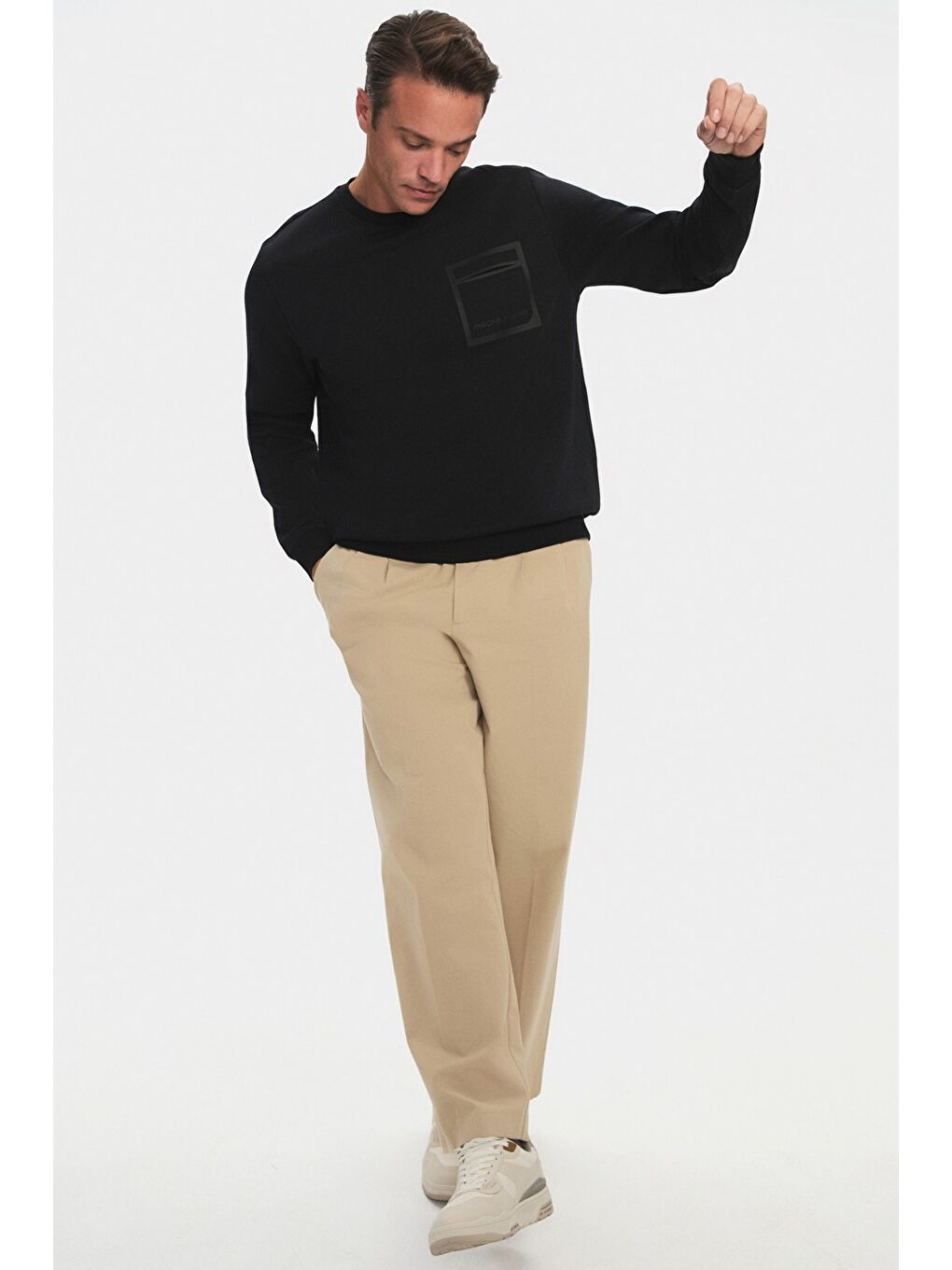 Siyah Erkek Regular Fit Sweatshirt