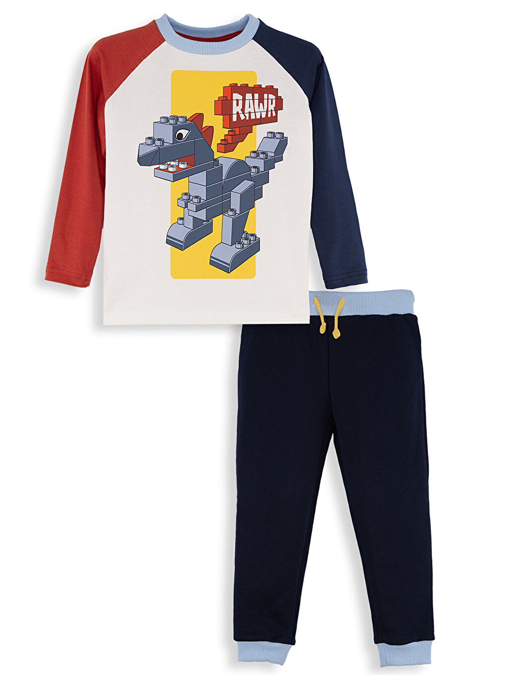 Beyaz Bricks Dino Erkek Çocuk T-Shirt Pantolon Takım-2